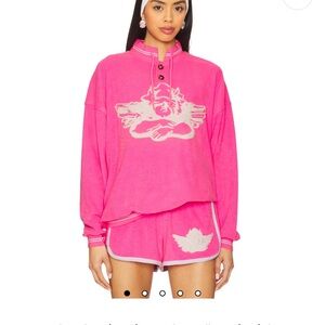Boys Lie Cherub University Henley Pullover in Pink XS/ S